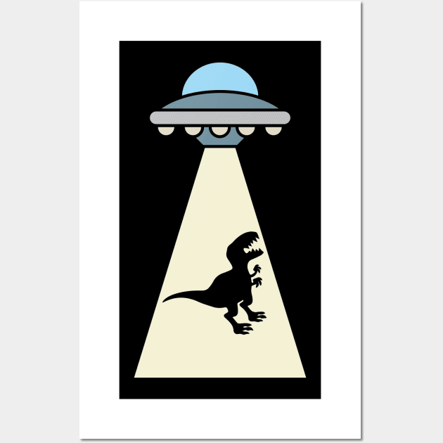 Funny Dinosaur UFO Alien Abduction Wall Art by TwistedCharm